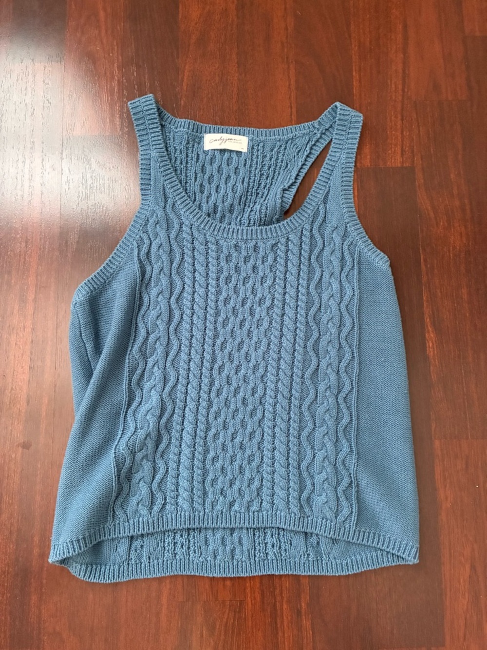 Carly Jean Los Angeles Blue Cable Knit Tank Top